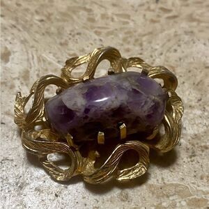 Vintage Amethyst Stone Brooch